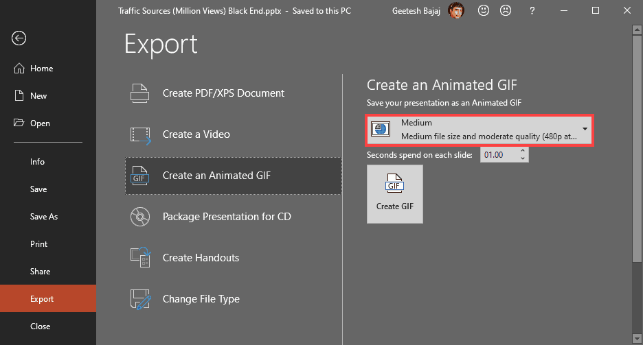 Create animated GIFs using PowerPoint