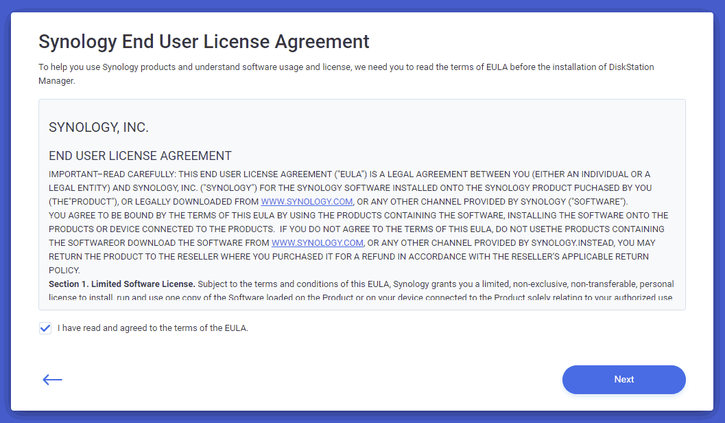 Synology End User License Agreement