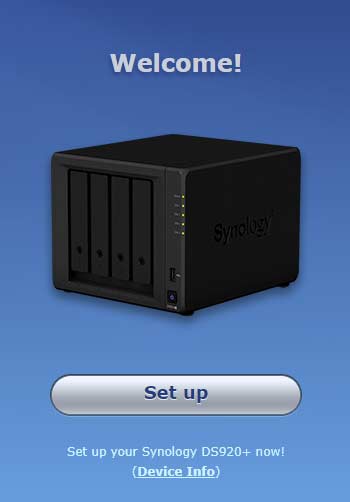 Synology Welcome screen