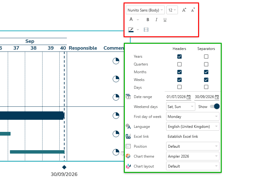 Left-click options for Ampler Charts